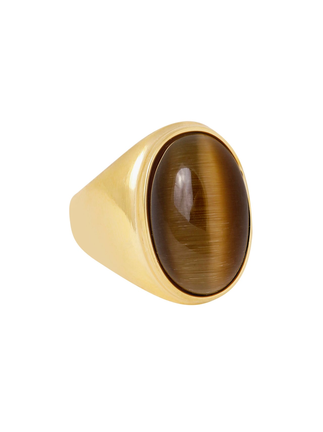 RING MET GROTE OVALE GEMSTONE Tijgeroog - LEEF mode en accessoires