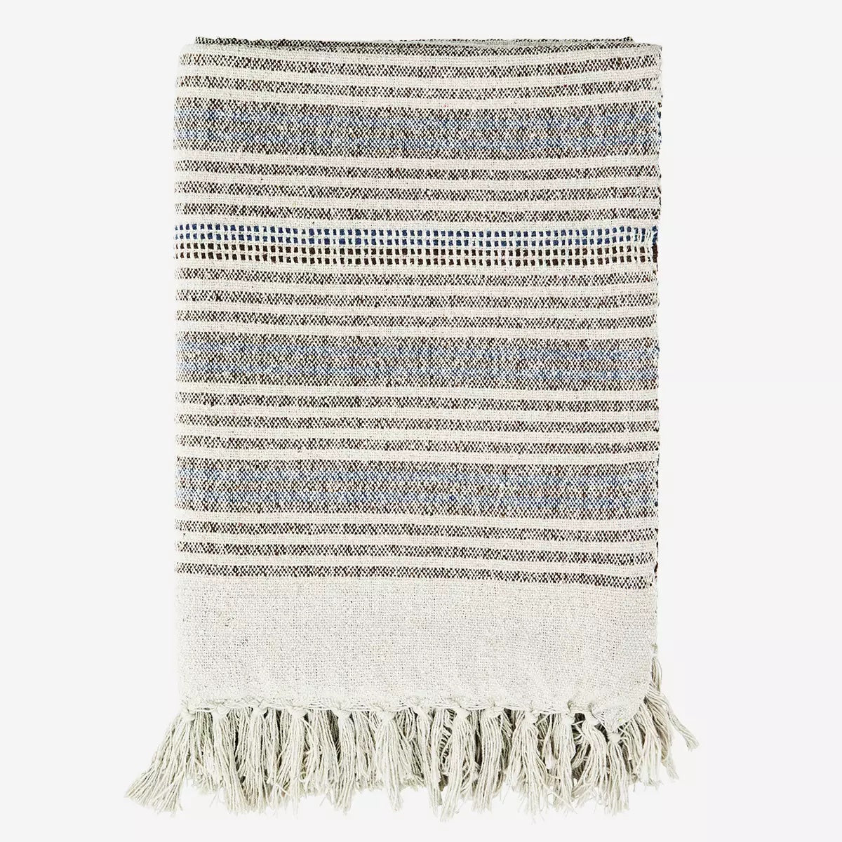 Recycled Cotton Throw 125x175cm Off White, Sand, Blue - LEEF mode en accessoires