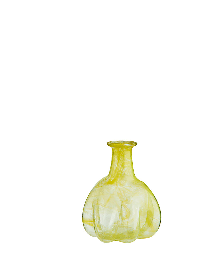 Recycled glass vase Clear, yellow Yellow - LEEF mode en accessoires
