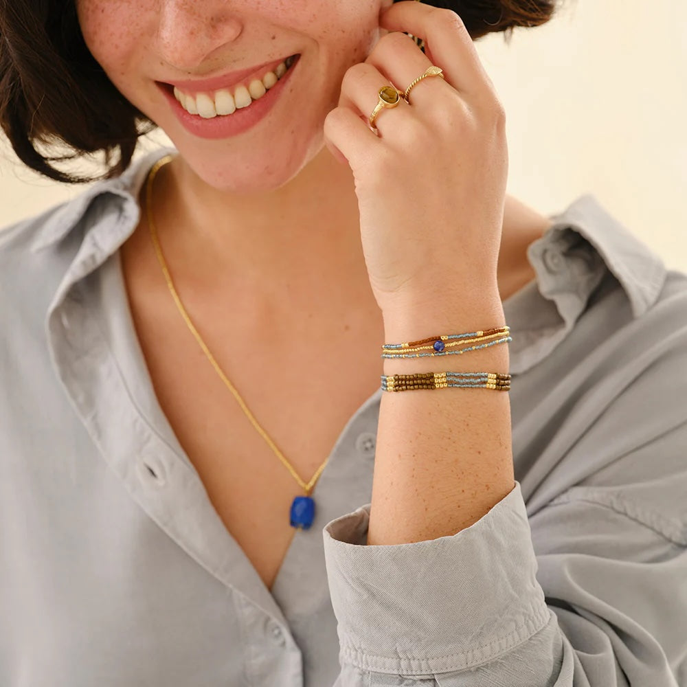 Reflection Lapis Lazuli Bracelet Gold Colored Lapis Lazuli