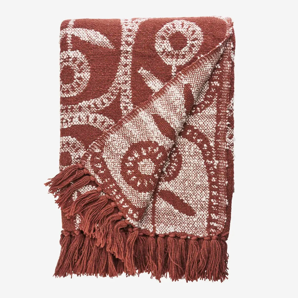 Reversible Recycled Cotton Throw 125x175cm Rust, Off White - LEEF mode en accessoires