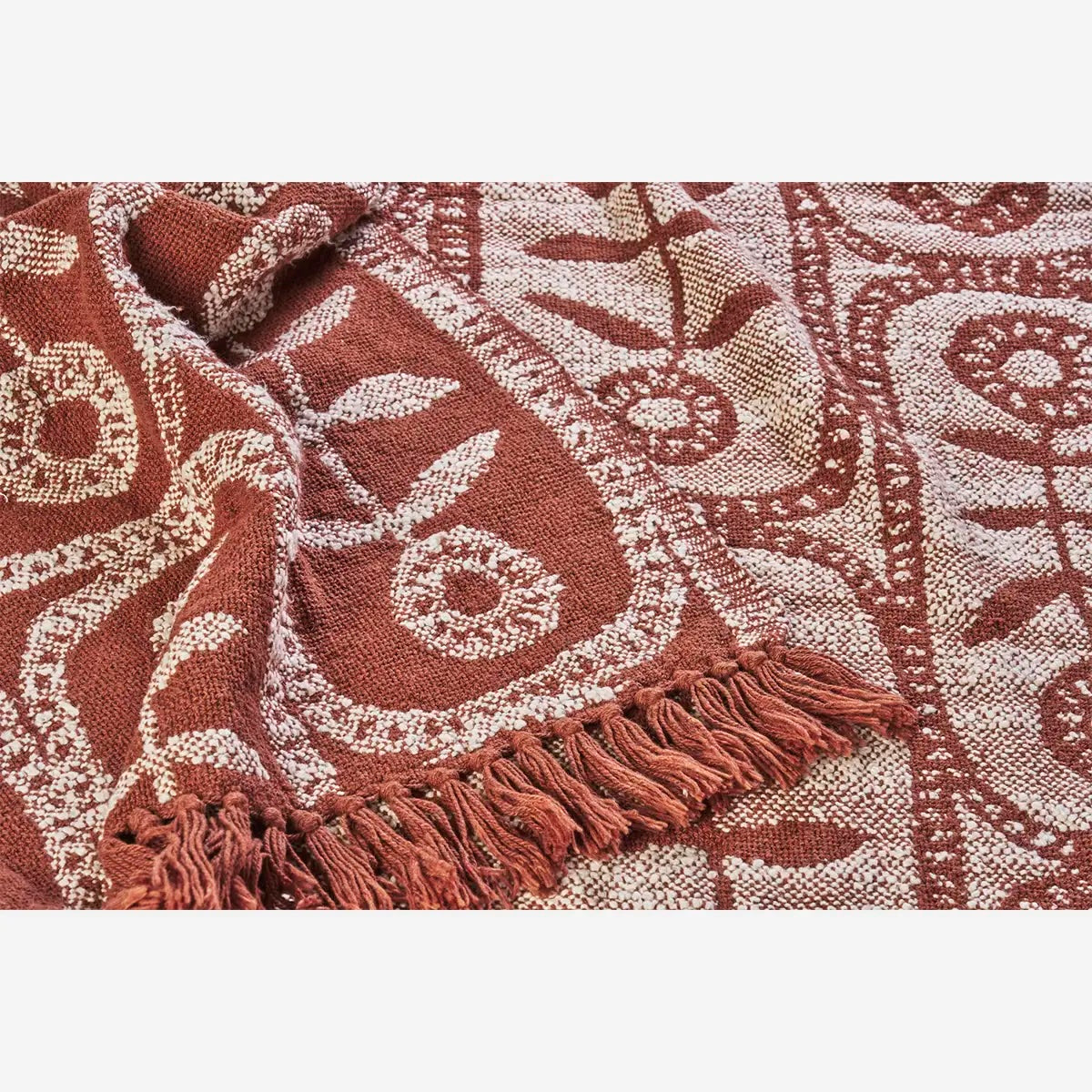 Reversible Recycled Cotton Throw 125x175cm Rust, Off White - LEEF mode en accessoires