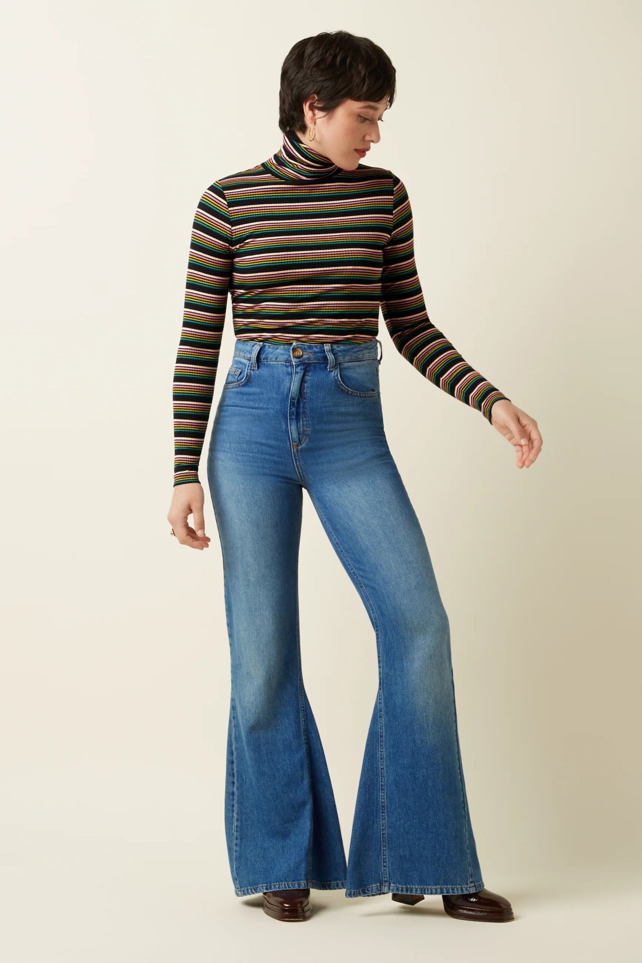 Rollnec Top Frostine Stripe 261 Woodbine Green
