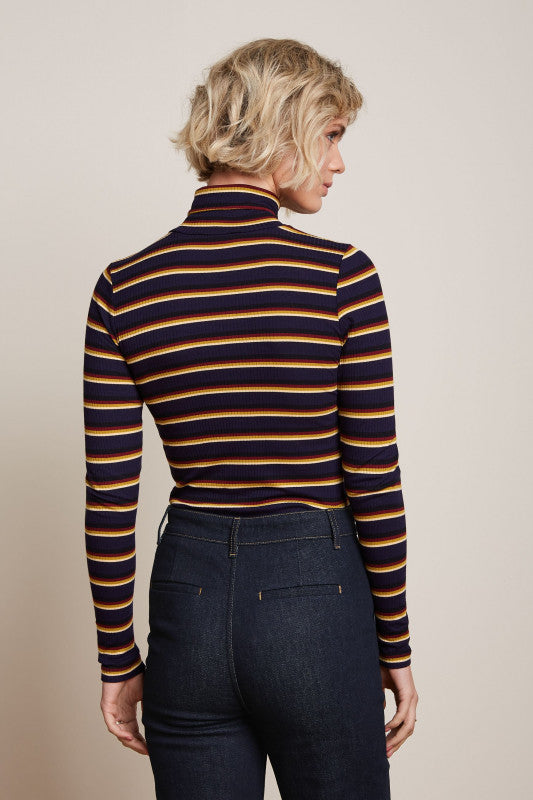 Rollneck Top Century Stripe  Evening blue