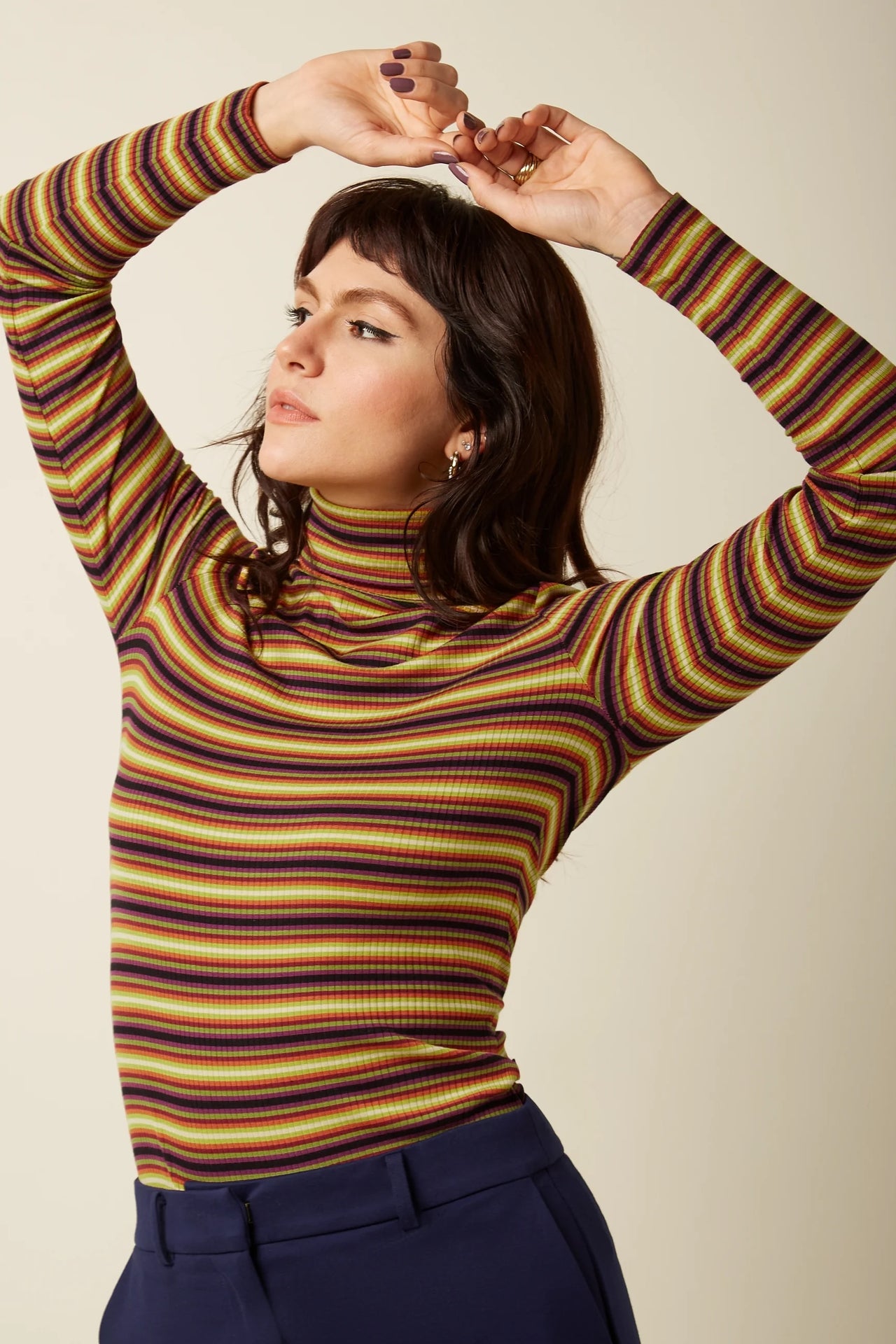 Rollneck Top Eira Stripe 999 Multi Color - LEEF mode en accessoires