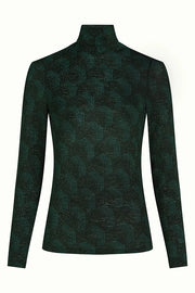 Groene rollneck top Noha 200 van King Louie, close-up van de zachte stof en ronde halslijn.