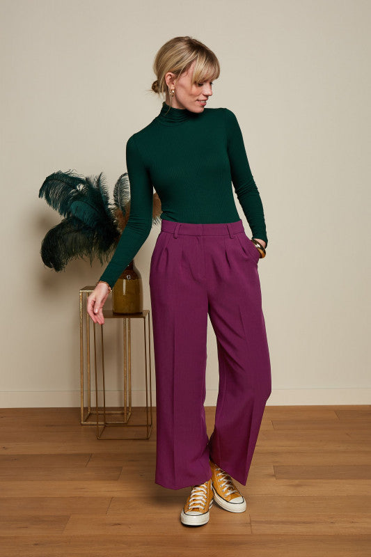 Rollneck Top Uni Rib 200 Pine Green - LEEF mode en accessoires
