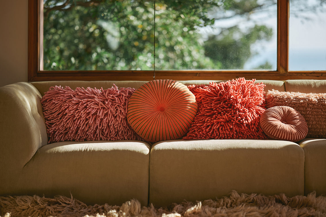 Round Ripple Cushion Burgundy  (35x35cm) Burgundy - LEEF mode en accessoires