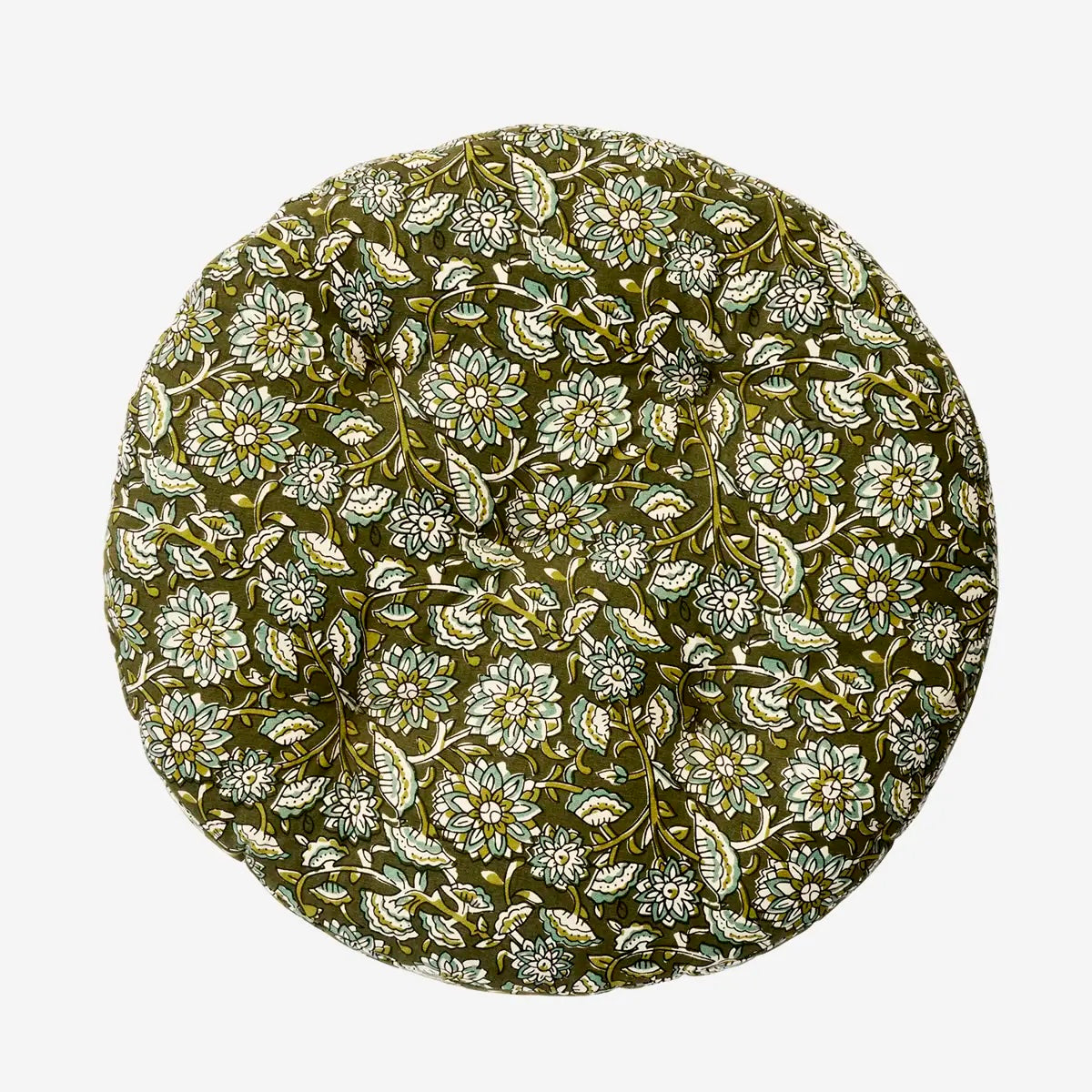 RoundcottonchairpadD_45cmdarkgreenwhiteolivealoe__1