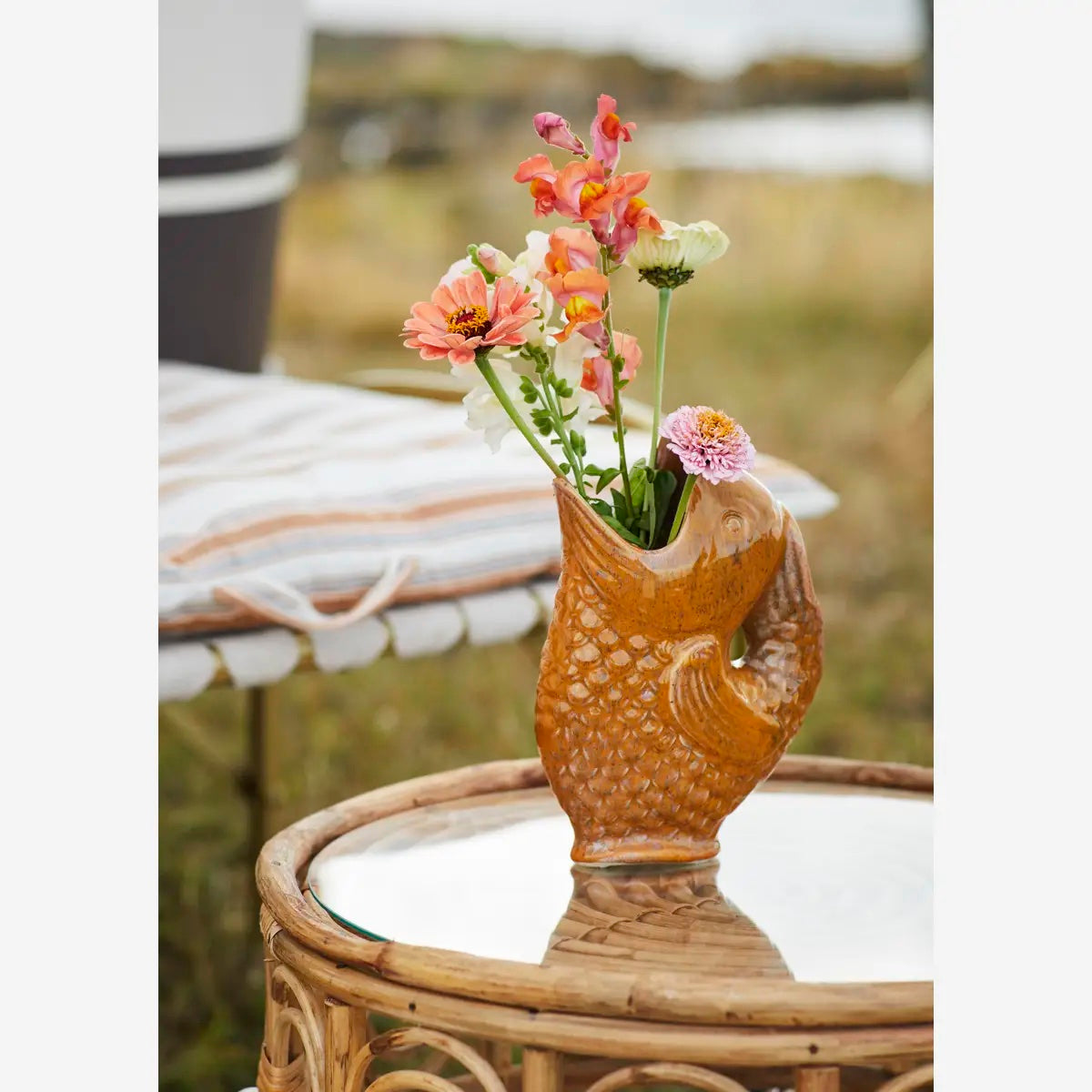 STONEWARE VASE Golden orange - LEEF mode en accessoires