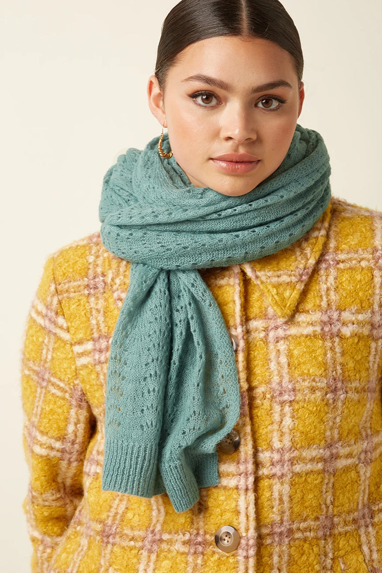 Scarf Ajour Carre 357 Silver Green - LEEF mode en accessoires