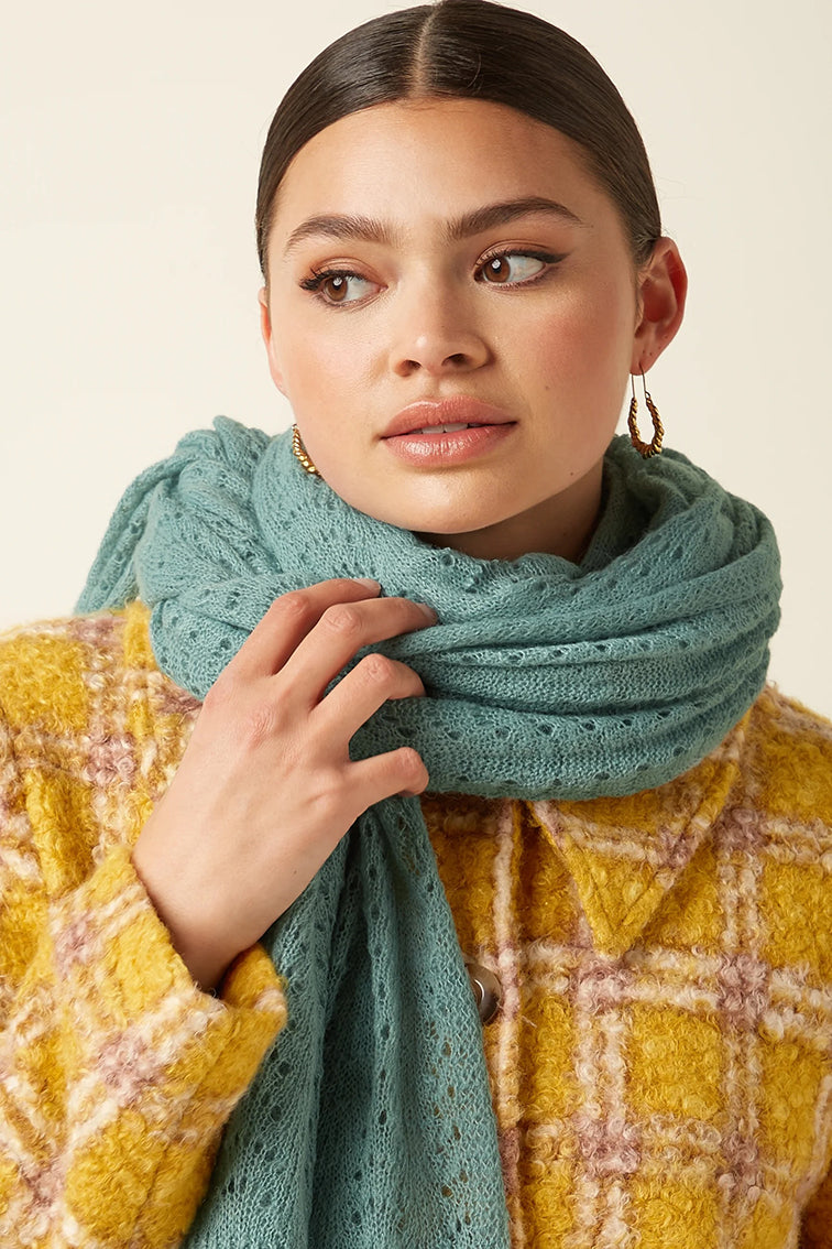 Scarf Ajour Carre 357 Silver Green - LEEF mode en accessoires