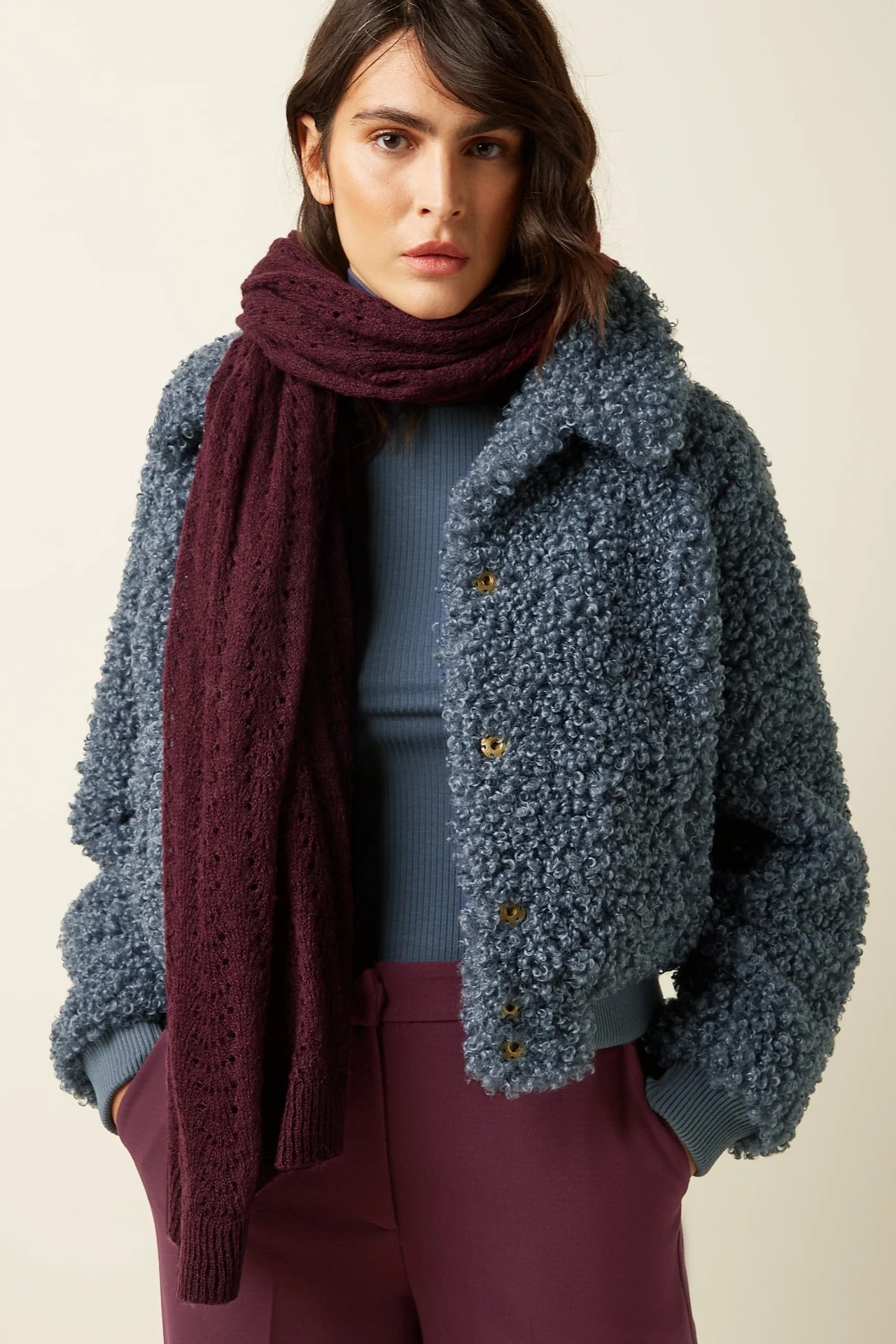 Scarf Ajour Carre 600 Porto Red