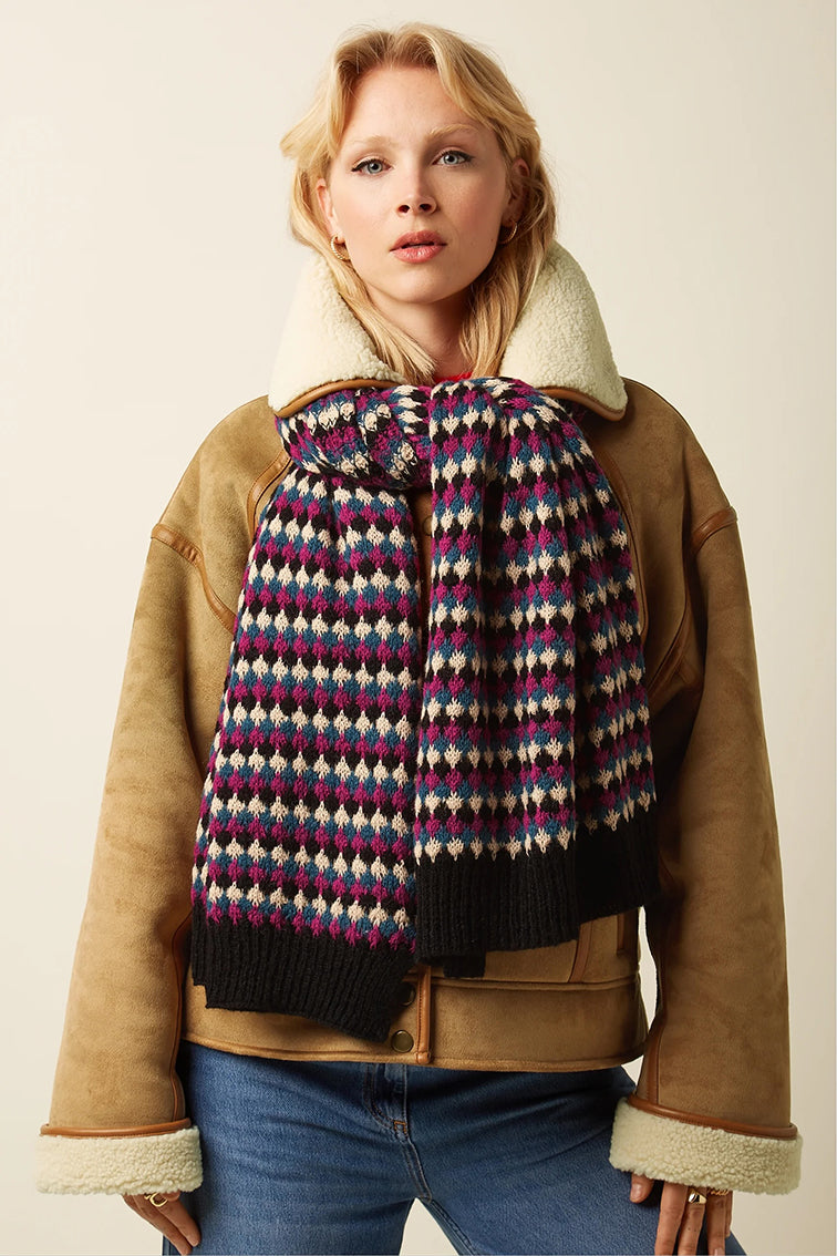 Scarf Flora  001 Black - LEEF mode en accessoires