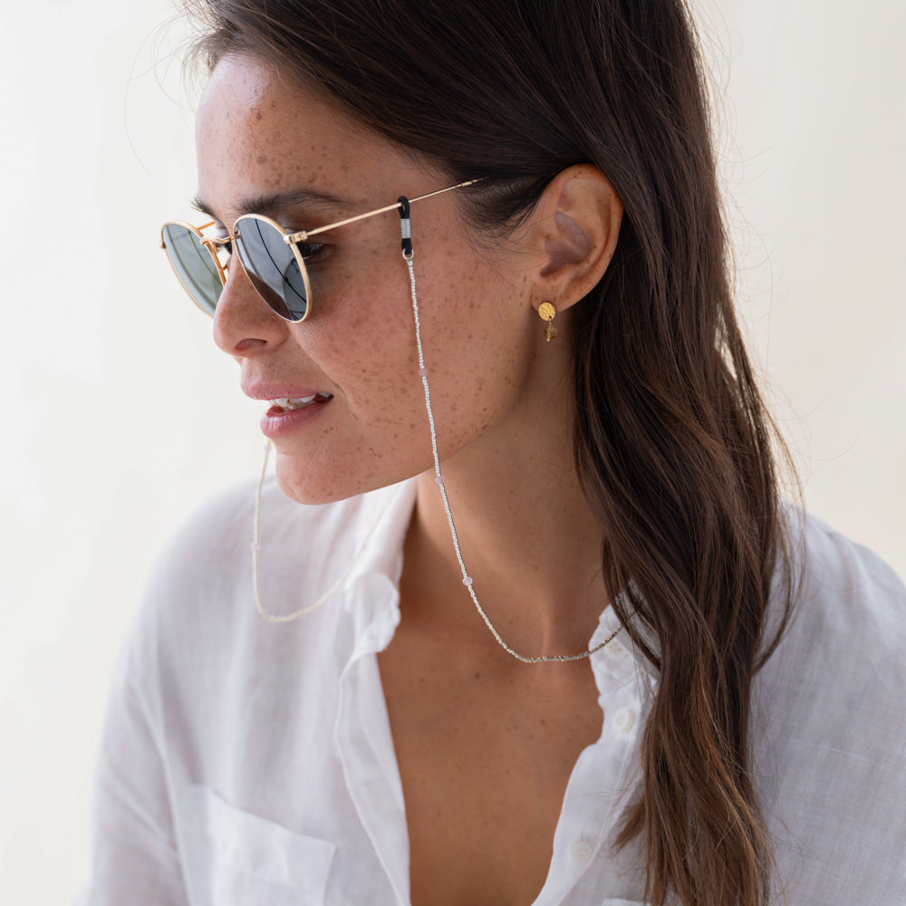 Shore Rose Quartz Glasses Cord SC Rose quartz - LEEF mode en accessoires