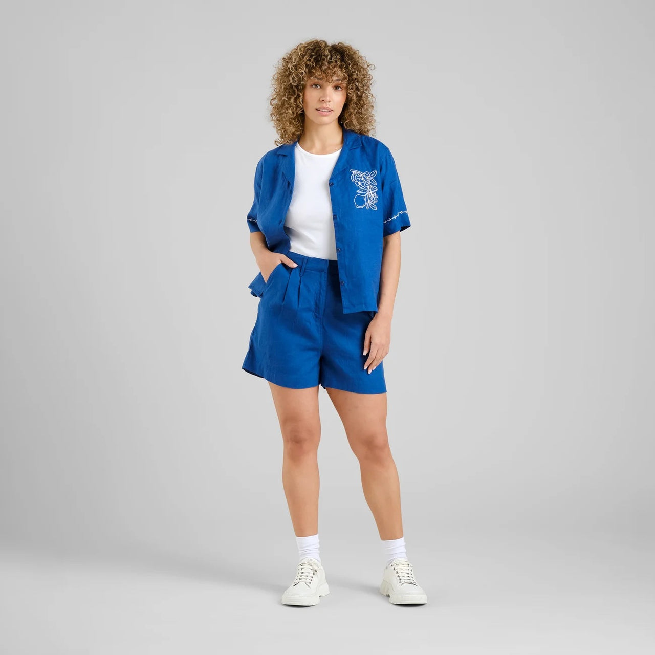 Shorts Djupvik Linen Limoges Blue - LEEF mode en accessoires