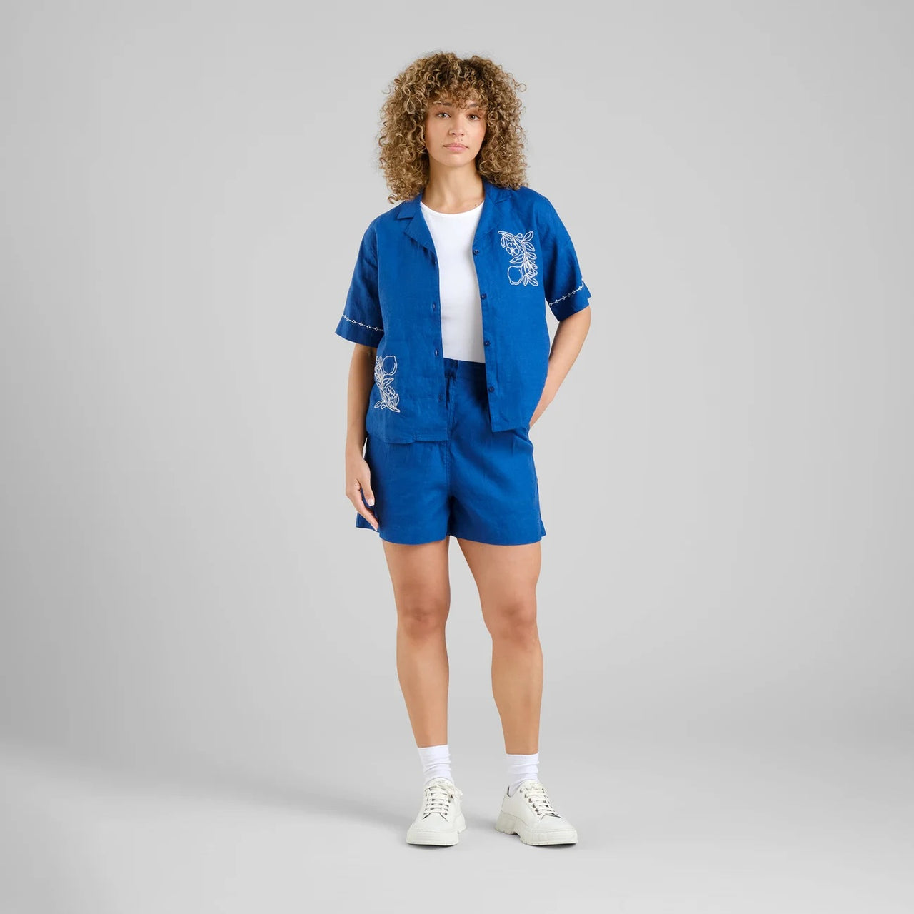 Shorts Djupvik Linen Limoges Blue - LEEF mode en accessoires