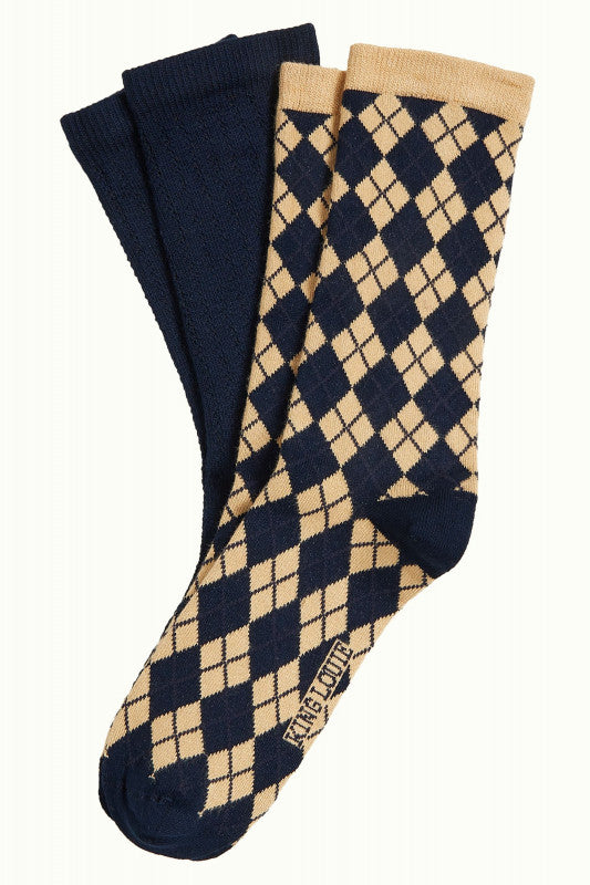 Socks 2-Pack Argyle 445 Evening Blue