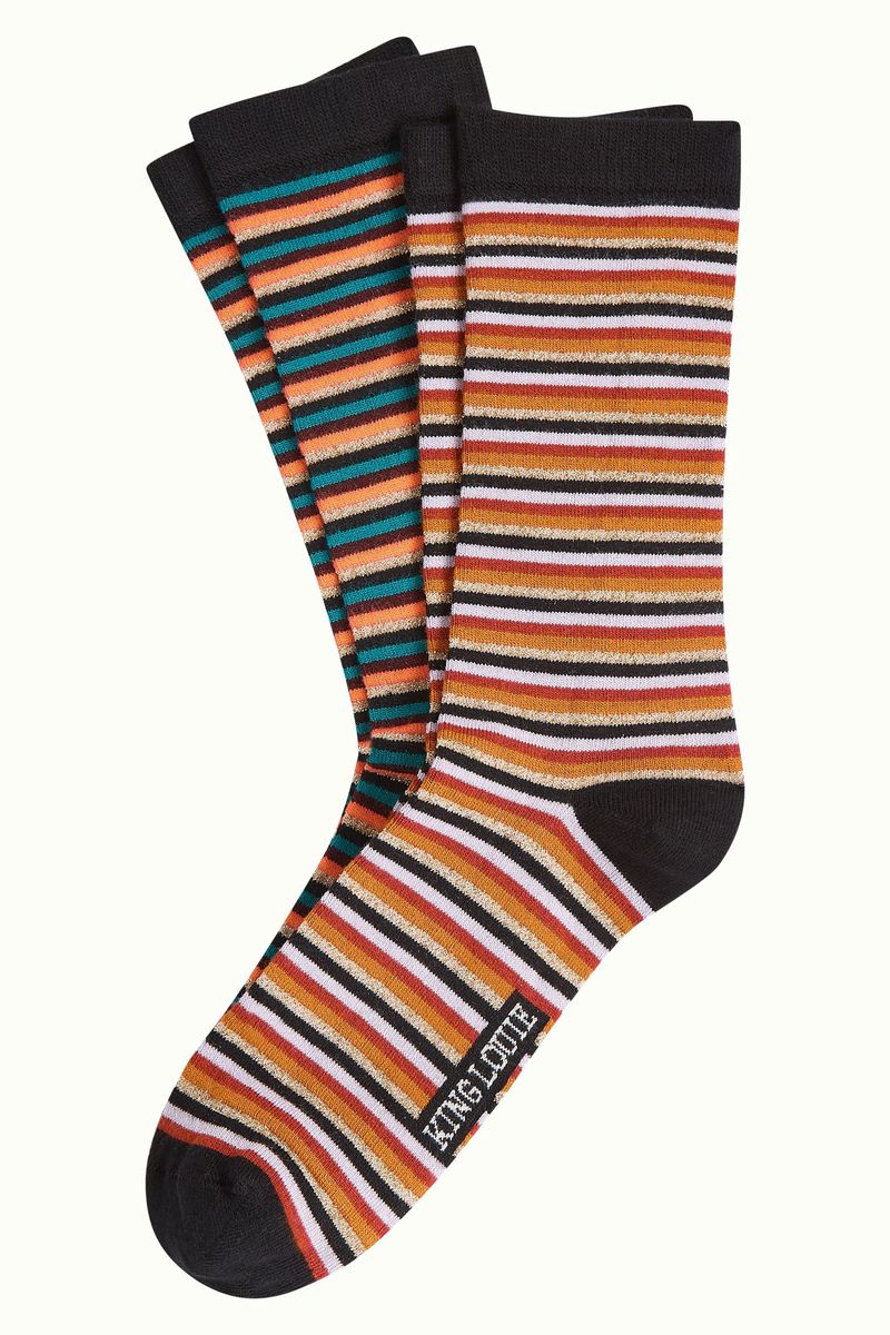 Socks 2-pack Vicky Stripe 001 Black