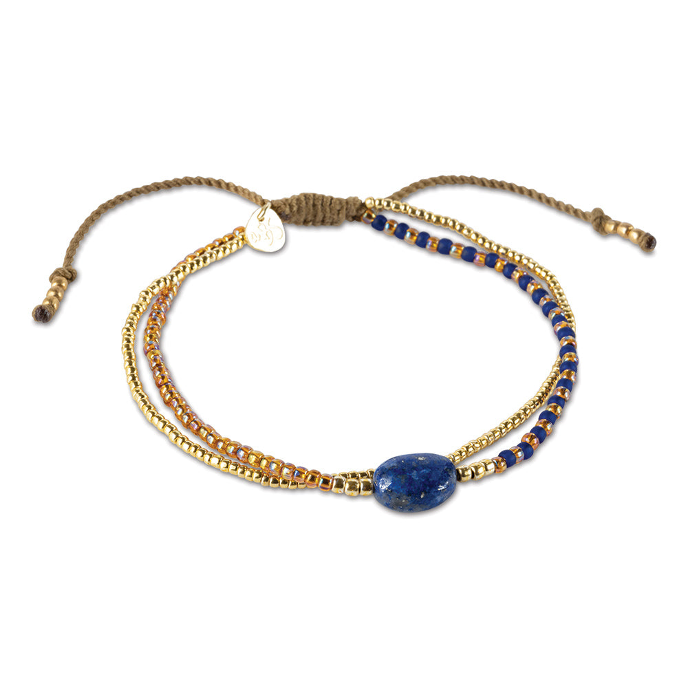 Soothing Lapis Lazuli Bracelet Gold Colored Lapis Lazuli