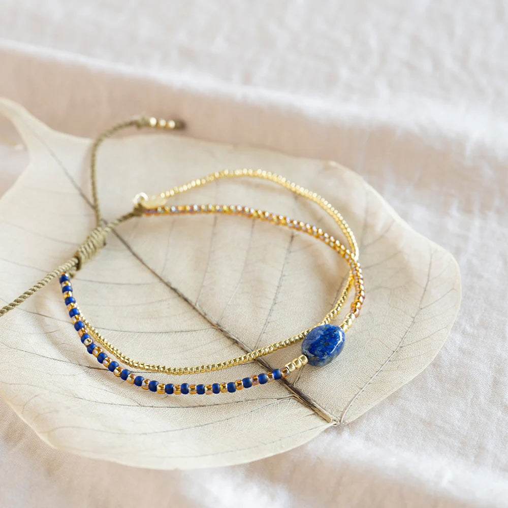 Soothing Lapis Lazuli Bracelet Gold Colored Lapis Lazuli