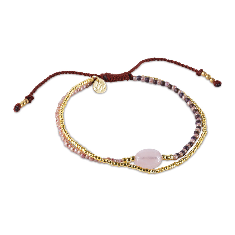 Soothing Rose Quartz Bracelet Gold Colored Rose quartz