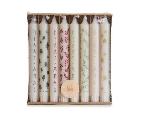 Stearine dinerkaarsen Giftbox Merry X-mas - LEEF mode en accessoires