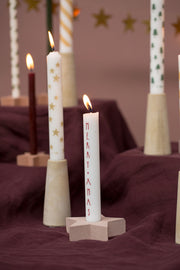 Rustik Lys stearine dinerkaarsen met kerstbomenmotief, Ø2,2x19cm, perfect voor sfeervolle kerstversiering