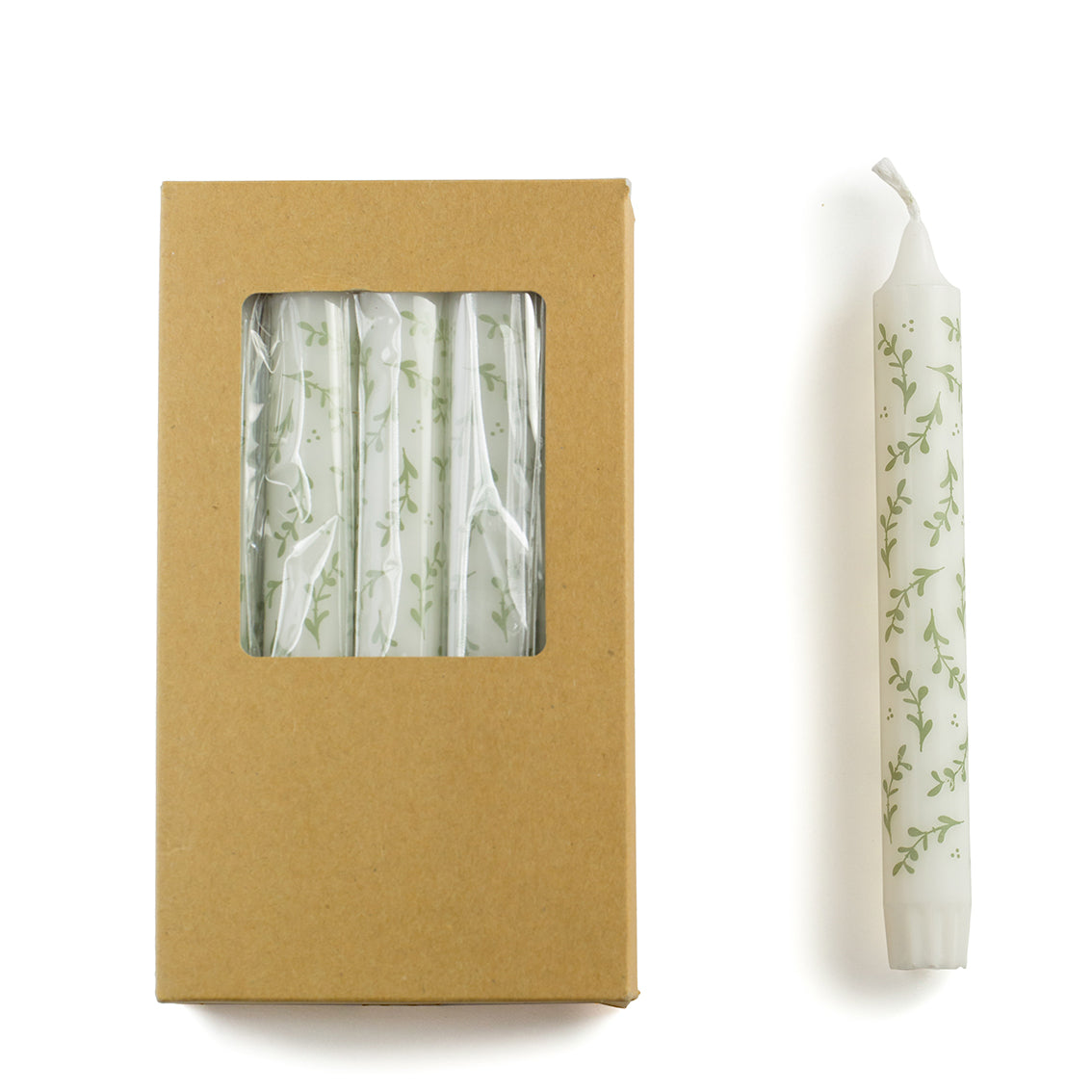 Rustik Lys stearine dinerkaarsen voor Kerst, Ø2,2x19cm, met mistletoe ontwerp voor feestelijke sfeer