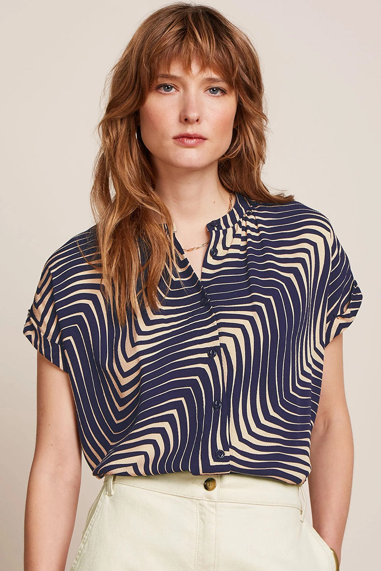 Stella Blouse Cleo  445 Evening Blue - LEEF mode en accessoires