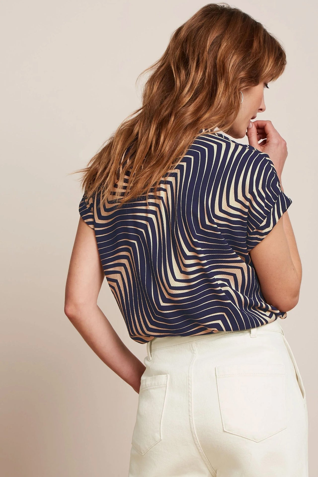 Stella Blouse Cleo  445 Evening Blue - LEEF mode en accessoires