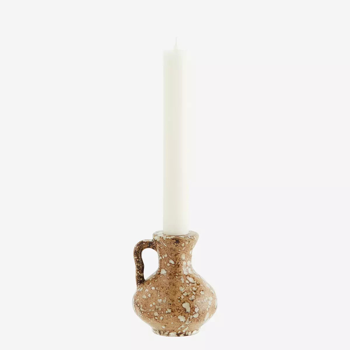 Stoneware Candle Holder D:8.5x9.5cm Mustard, Off White - LEEF mode en accessoires