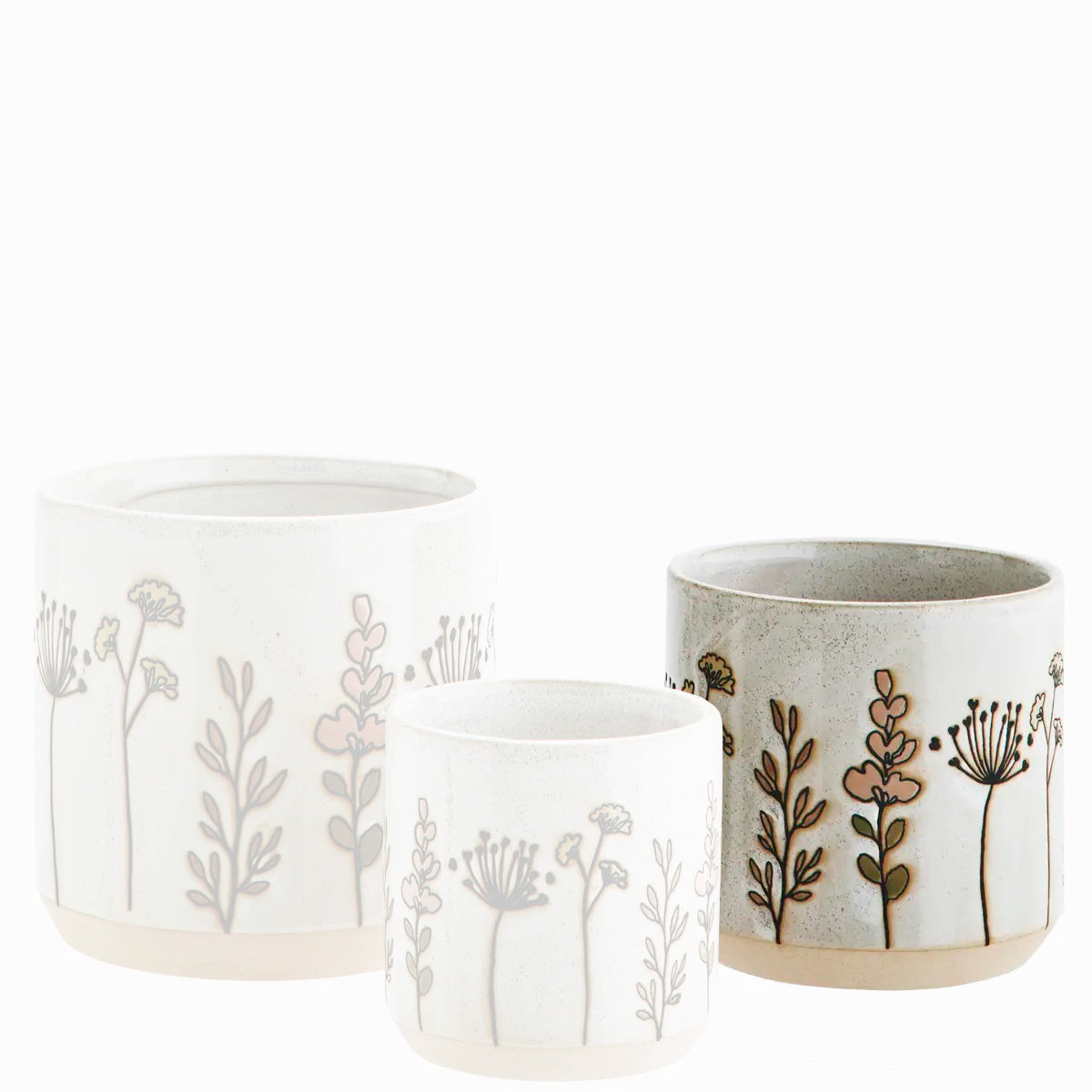 Stoneware Flower Pot M Off white - LEEF mode en accessoires