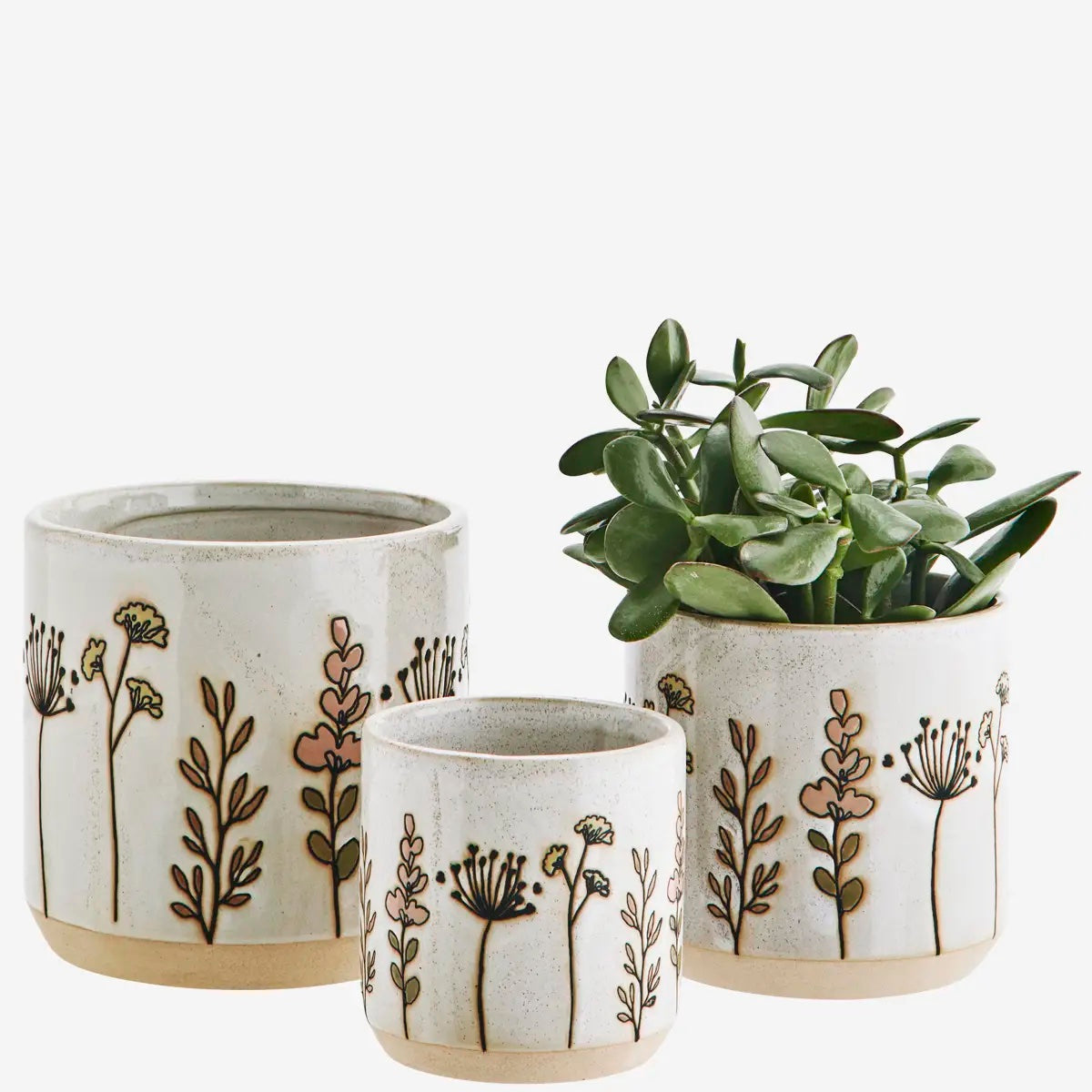 Stoneware Flower Pot M Off white - LEEF mode en accessoires