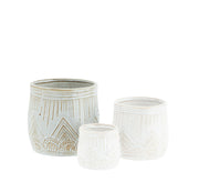 Stoneware Flower Pots Large D:15x13.5cm White, Natural - LEEF mode en accessoires