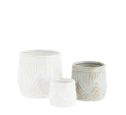 Stoneware Flower Pots medium D:11.5x11cm White, Natural - LEEF mode en accessoires