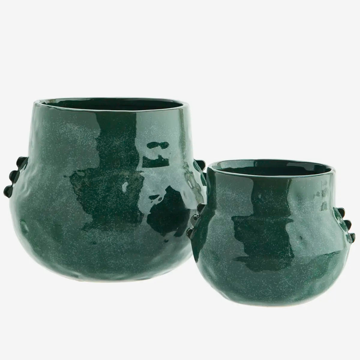 Stoneware flower pot dark green