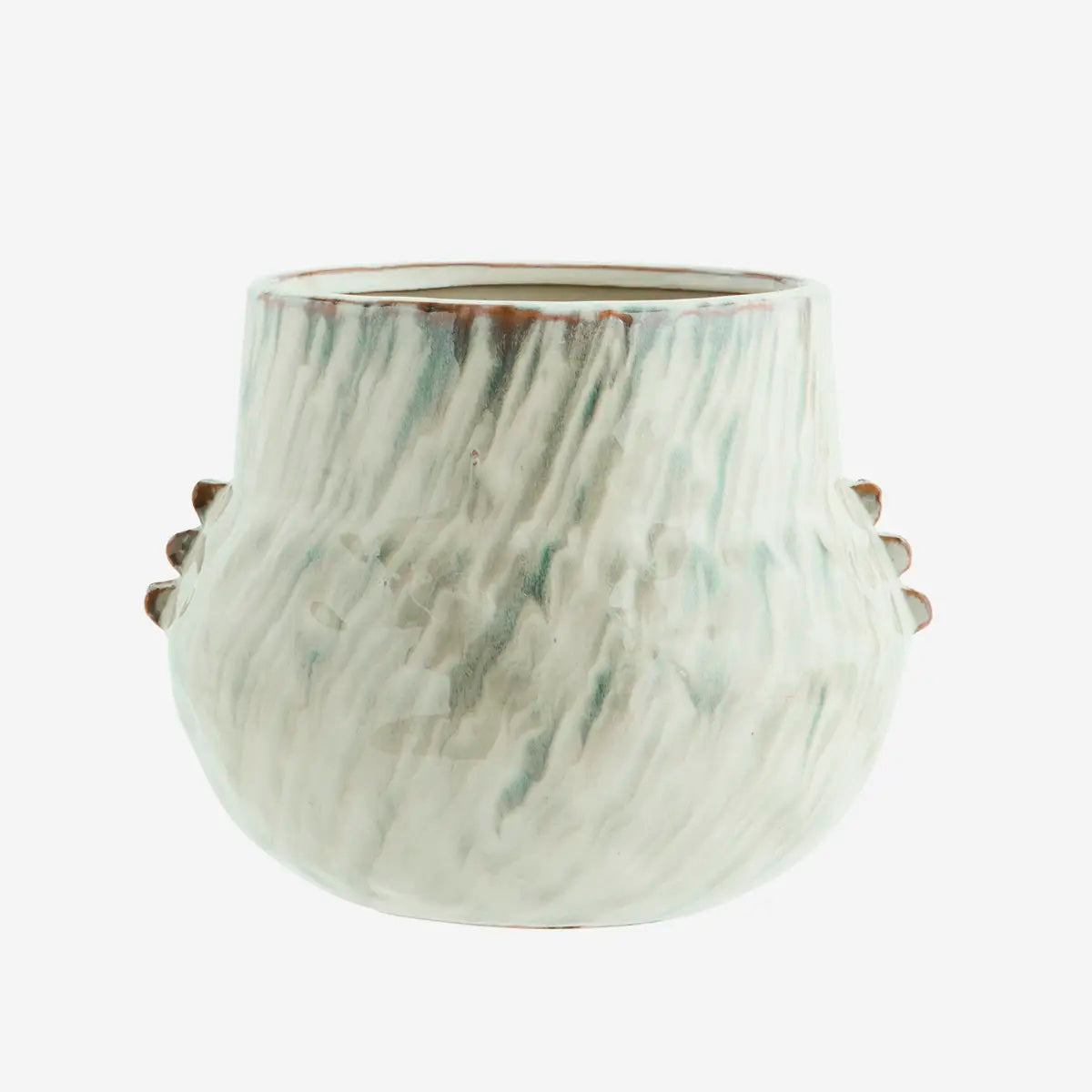 Stoneware flowerpot green, off white