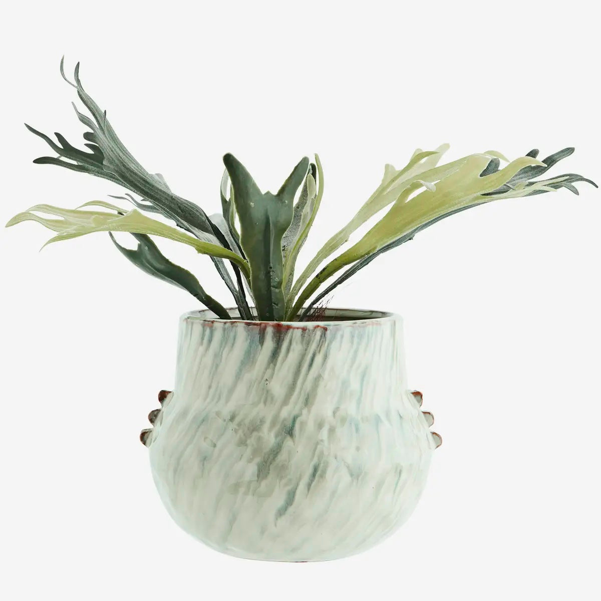 Stoneware flowerpot green, off white