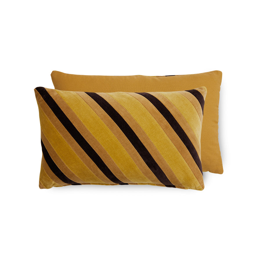 Striped Velvet Cushion Honey (50x30cm) Honey - LEEF mode en accessoires