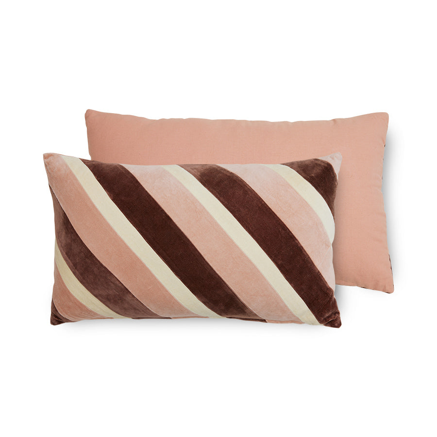 Striped Velvet Cushion Rose (60x35cm) Rose - LEEF mode en accessoires