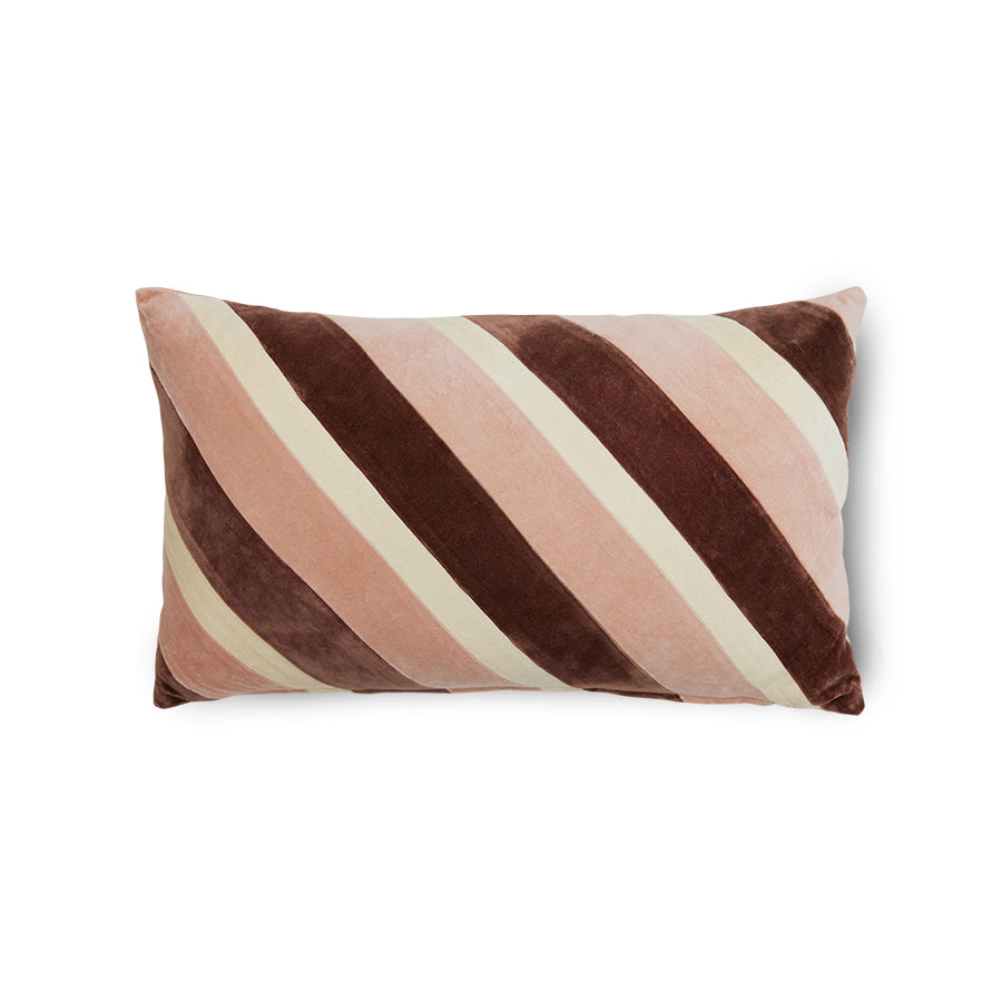 Striped Velvet Cushion Rose (60x35cm) Rose - LEEF mode en accessoires