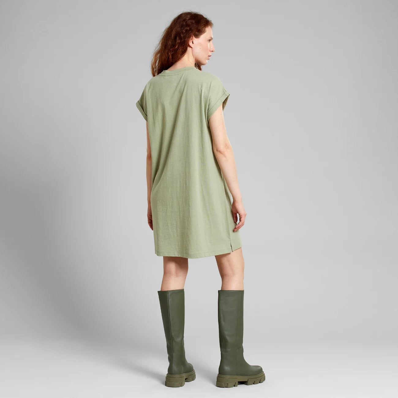 T-Shirt Dress Eksta Hemp  Tea Green - LEEF mode en accessoires