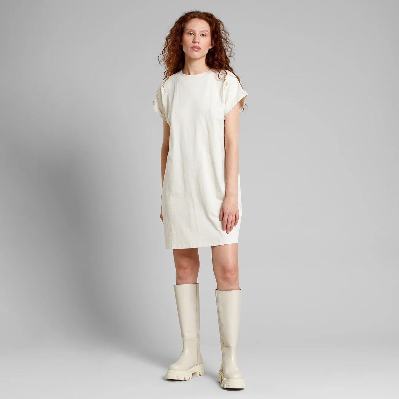 T-Shirt Dress Eksta Hemp  Vanilla White