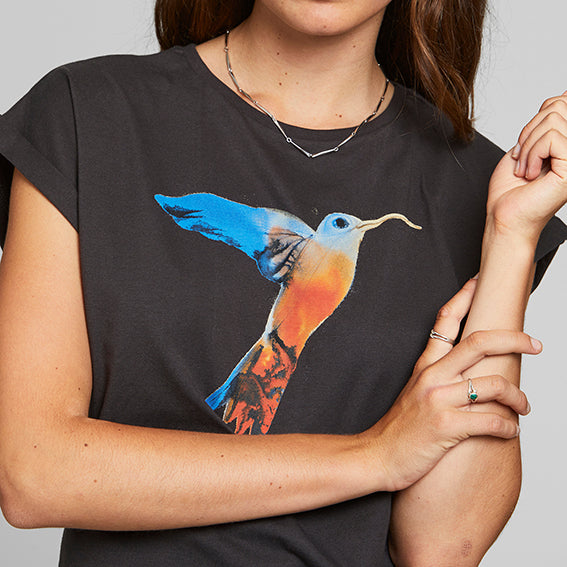 T-shirt Visby Painted Hummingbird Charcoal Forged Iron - LEEF mode en accessoires