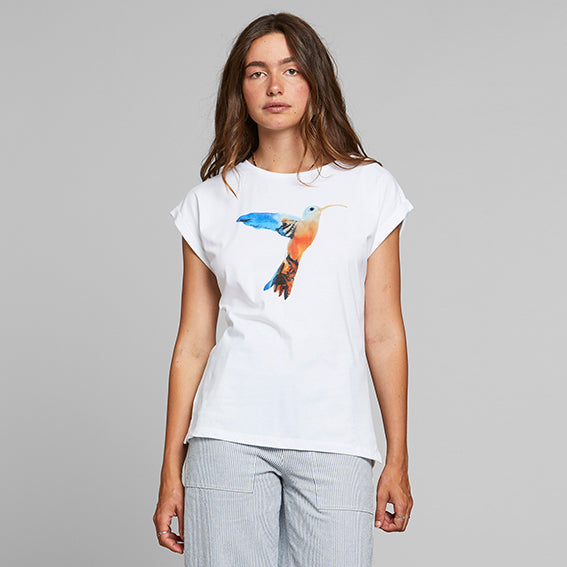 T-shirt Visby Painted Hummingbird White - LEEF mode en accessoires