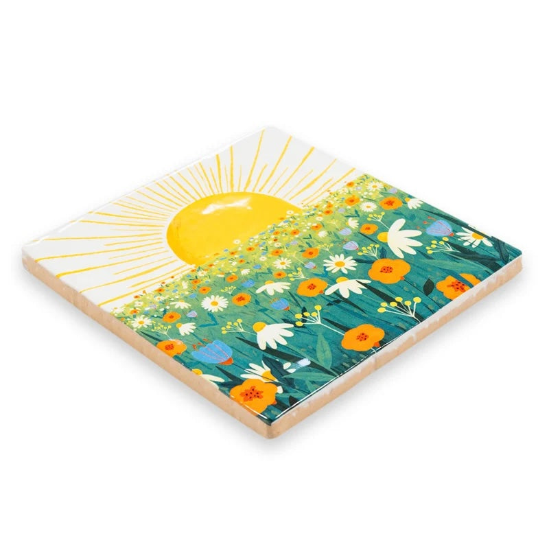 StoryTiles The Sun Will Shine On You M, decoratieve tegel van 13x13 cm met zonillustratie