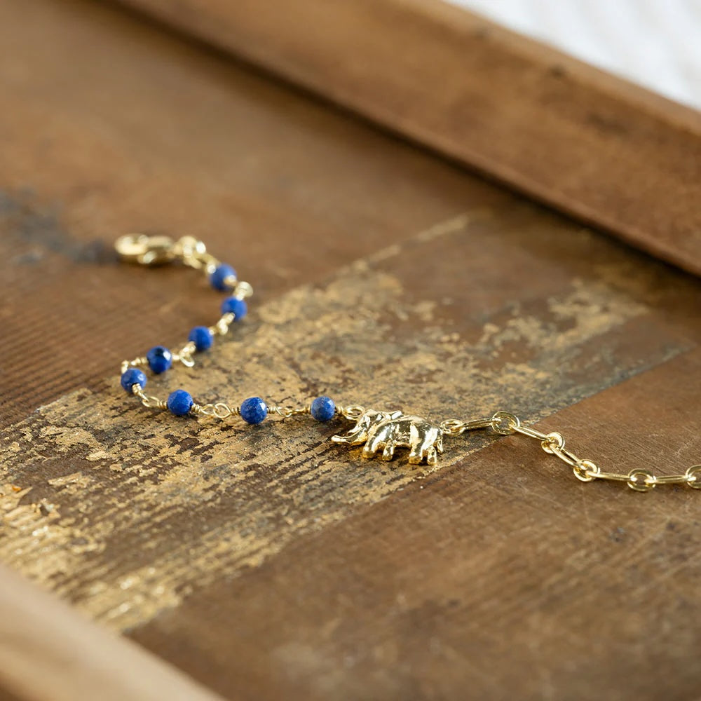 Thinking Lapis Lazuli Bracelet Gold Plated Lapis Lazuli