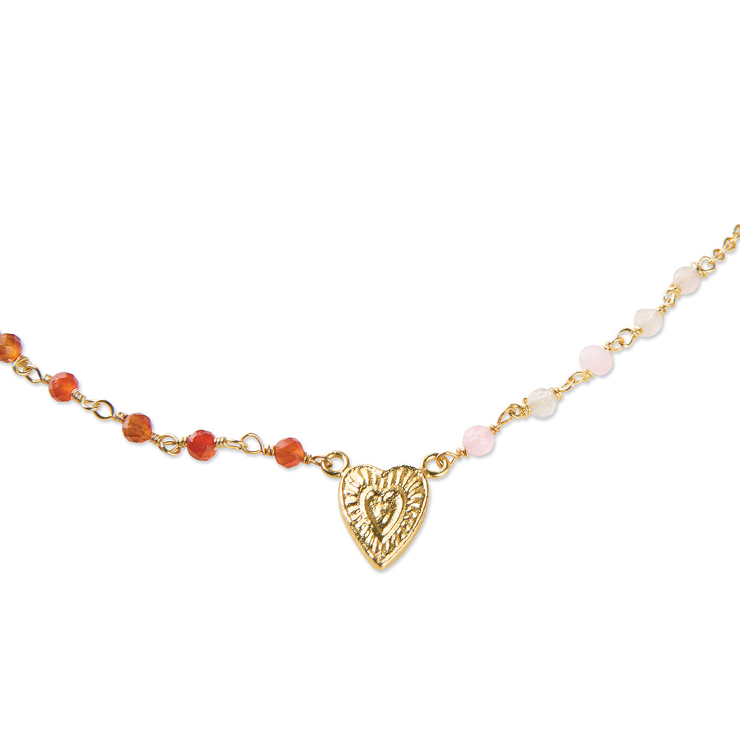 Truthful Rose Quartz Carneliian Necklace - LEEF mode en accessoires