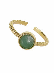 Twisted ring met gemstone groen - LEEF mode en accessoires